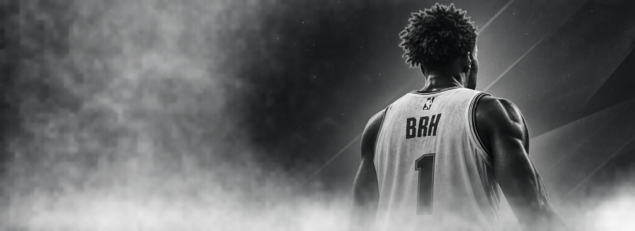 Monochrome basketball player artwork